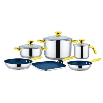 9 pcs Cookware Set with Griddle & Pan